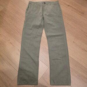 7 For All Mankind Mens 30 Fits 33x31 Carpenter Chino Pants Linen Olive Green